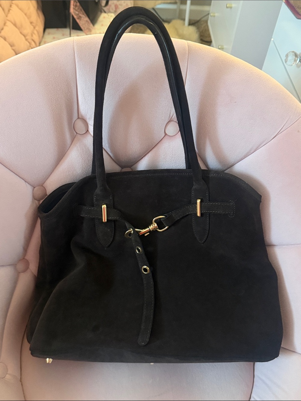 NWOT Chocolate Brown Suede Women's Satchel Handbag